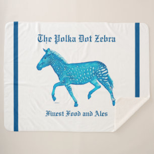 Polka Dot Zebra English Pub - Blue Sherpa Deken