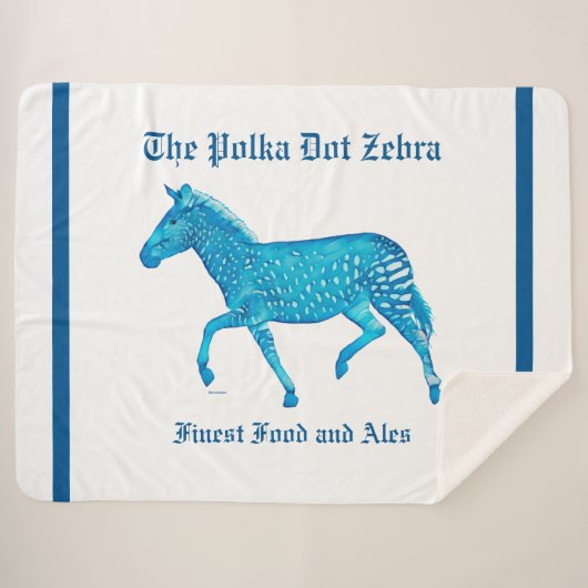 Polka Dot Zebra English Pub - Blue Sherpa Deken (Voorkant (horizontaal))