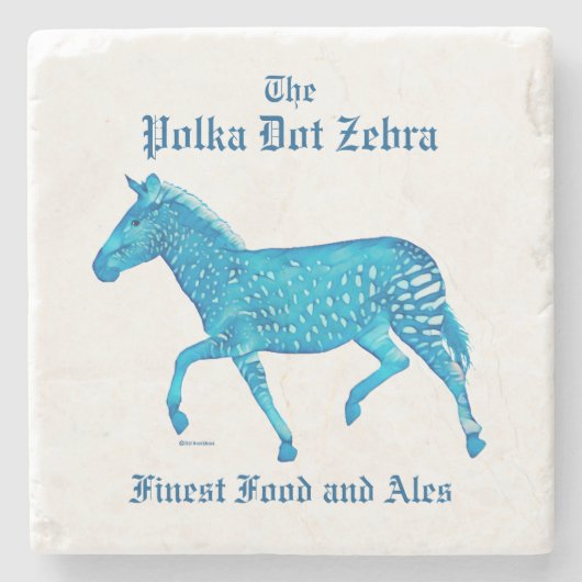 Polka Dot Zebra English Pub - Blue Stenen Onderzetter (Voorkant)