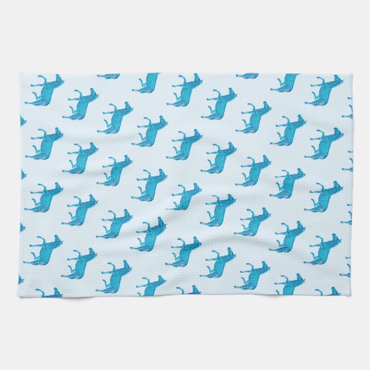 Polka Dot Zebra English Pub - Blue Theedoek (Horizontaal)