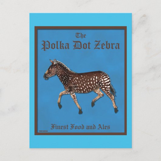 Polka Dot Zebra English Pub Briefkaart (Voorkant)