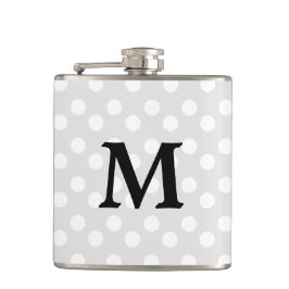Polka Dot Zilver Grijs Monogram Elegante Heup Flas Heupfles