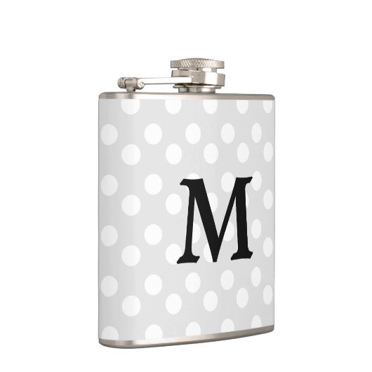 Polka Dot Zilver Grijs Monogram Elegante Heup Flas Heupfles (Rechts)