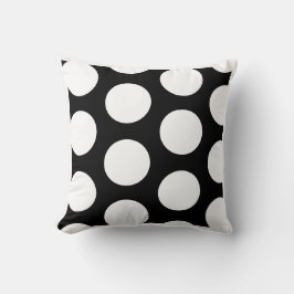 Polka Dot Zwart en Wit groot patroon Kussen