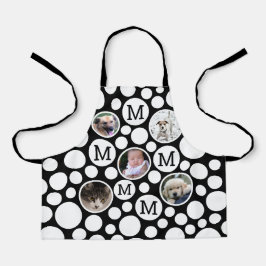 Polka Dot Zwart Wit 5 Foto Unisex Custom Schort