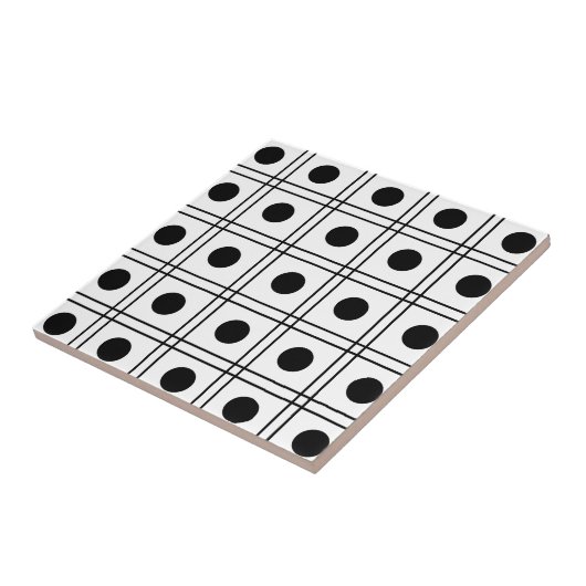 Polka Dot Zwart-wit Check Pattern Tegeltje (Zijkant)