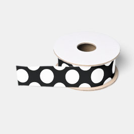 Polka Dot (zwart & wit) Elke maat Grosgrain Lint
