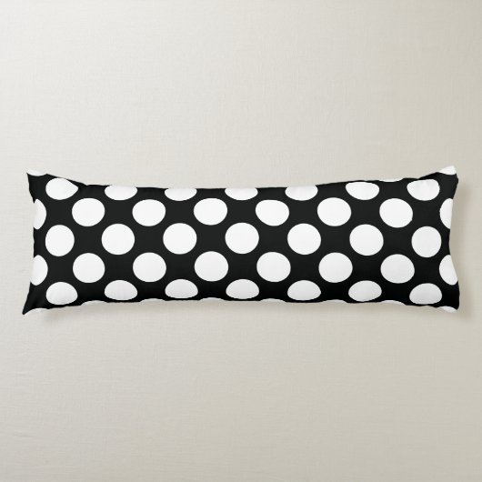 Polka Dot (zwart & wit) Elke maat Lichaamskussen (Voorkant)