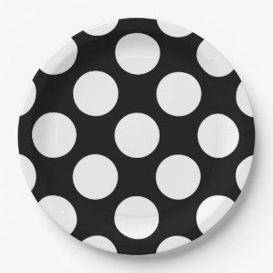 Polka Dot (zwart & wit) Elke maat  Papieren Bordje