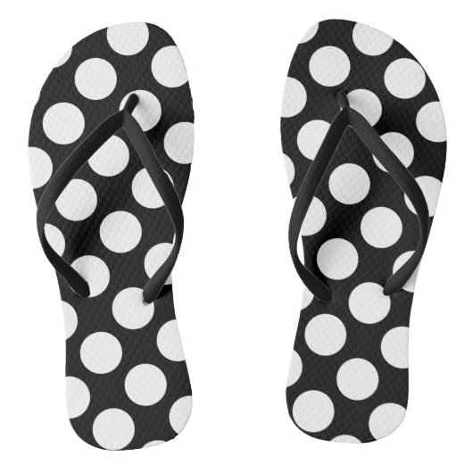 Polka Dot (zwart & wit) Elke maat Teenslippers (Voetbed)