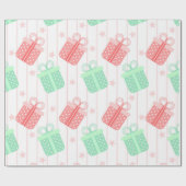 Polka DotGreen en Roze Cadeaus Cadeaupapier (Vlak)