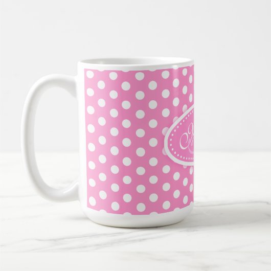 Polka dotpatroon roze & witte mok (Links)