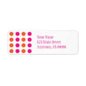 Polka Dots Adreslabel (roze / Sinaasappel) Etiket (Voorkant)