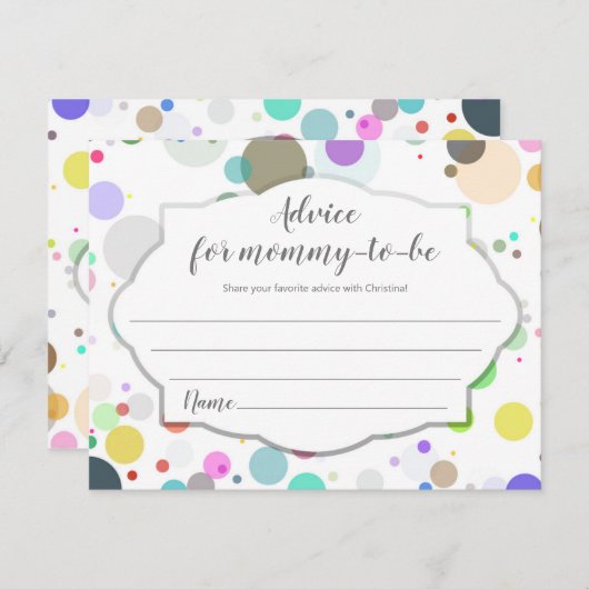 Polka Dots Advice for ma-to-be Baby shower Informatiekaartje (Voorkant / Achterkant)