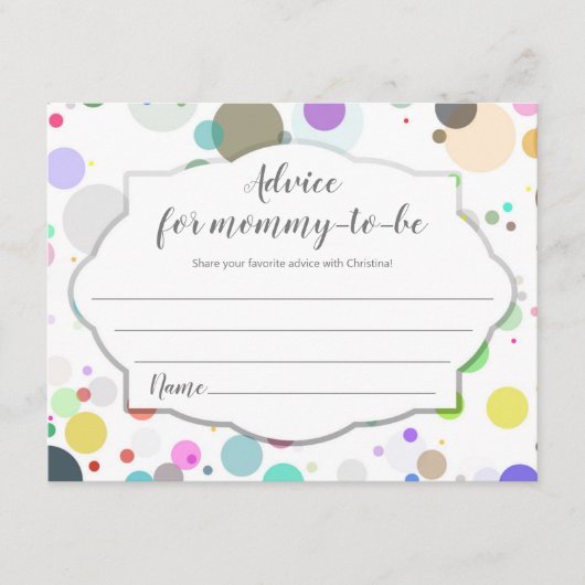 Polka Dots Advice for ma-to-be Baby shower Informatiekaartje (Voorkant)
