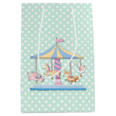Polka Dots and Animal Carrousel Baby Gift Bag Medium Cadeauzakje (Voorkant)