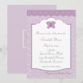Polka Dots and Butterfly Lavender Baby shower Kaart (Voorkant / Achterkant)