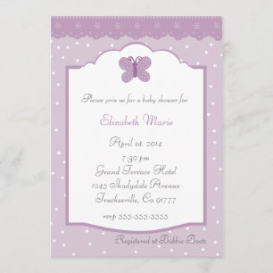Polka Dots and Butterfly Lavender Baby shower Kaart