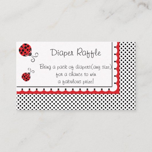 Polka Dots and Cute Ladybugs Diaper Raffle Informatiekaartje (Voorkant)