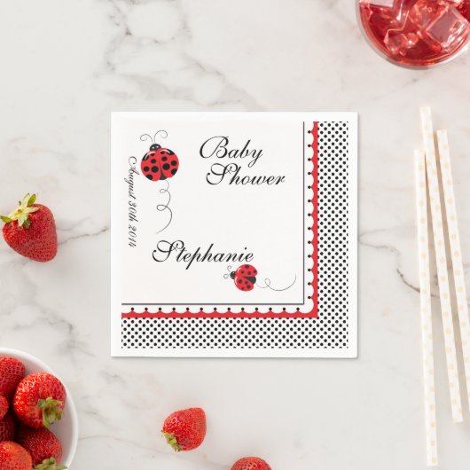 Polka Dots and Cute Ladybugs Paper Party Napkins Servetten (Insitu)