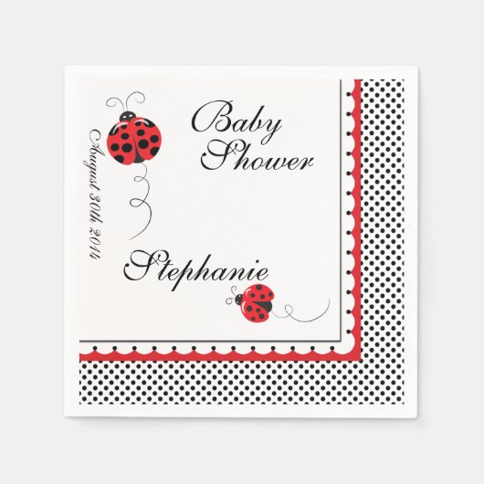 Polka Dots and Cute Ladybugs Paper Party Napkins Servetten (Voorkant)