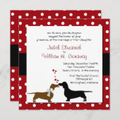 Polka Dots and Dachshunds Wedding Invitation Kaart (Voorkant / Achterkant)