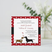 Polka Dots and Dachshunds Wedding Invitation Kaart (Staand voorkant)
