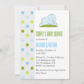 Polka Dots and Elephant Baby shower Invitation Kaart (Voorkant)