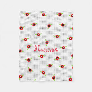 Polka Dots and Flowers Personalized Fleece Blanket