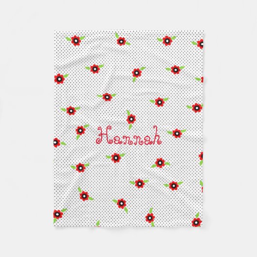 Polka Dots and Flowers Personalized Fleece Blanket (Voorkant)
