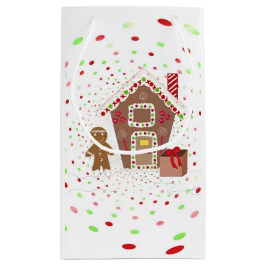 Polka Dots and Gingerbrood House Klein Cadeauzakje (Achterkant)