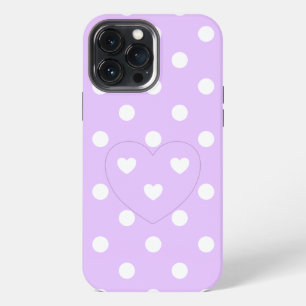 Polka Dots and Hearts 2 - Lavendel - schattig meis iPhone 13 Pro Max Hoesje