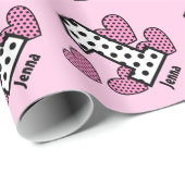 POLKA DOTS and HEARTS First Birthday Custom V05M Cadeaupapier (Rol Hoek)