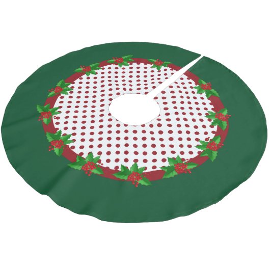 Polka Dots and Holly KerstTree Skirt Kerstboom Rok (Gekanteld)
