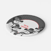 Polka Dots and Kerstmis Snowmen Round Papieren Bordje (Gekanteld)