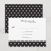 Polka Dots and Lace Response Card RSVP Kaartje (Voorkant / Achterkant)