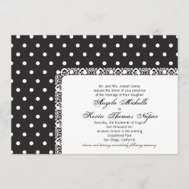 Polka Dots and Lace Wedding Invitation Kaart