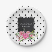 Polka Dots and Peonies Bruiloft Papier Bord (Voorkant)