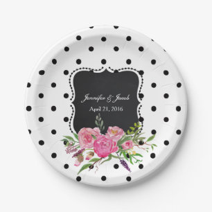 Polka Dots and Peonies Bruiloft Papier Bord