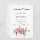 Polka Dots and Peonies Rehearsal Dinner Invitation Kaart (Voorkant)