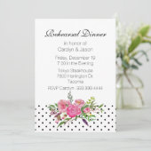 Polka Dots and Peonies Rehearsal Dinner Invitation Kaart (Staand voorkant)
