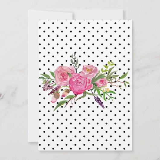 Polka Dots and Peonies Rehearsal Dinner Invitation Kaart (Achterkant)