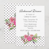 Polka Dots and Peonies Rehearsal Dinner Invitation Kaart (Voorkant / Achterkant)