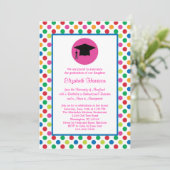 Polka Dots and Pet Afstuderen Invitation Kaart (Staand voorkant)
