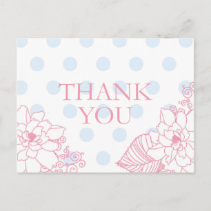 Polka Dots and Pink Flowers Dank je Briefkaarten