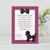 Polka Dots and Poodle Birthday Party Invitation Kaart (Staand voorkant)