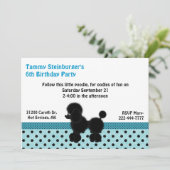 Polka Dots and Poodle Birthday Party Invitation Kaart (Staand voorkant)