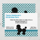 Polka Dots and Poodle Birthday Party Invitation Kaart (Voorkant / Achterkant)