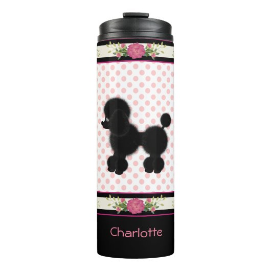 Polka Dots and Poodle  Thermal Tumbler Thermosbeker (Voorkant)