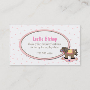 Polka Dots and Rocking Horse Girl Play Date Card Contactkaartje